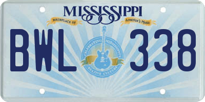 MS license plate BWL338