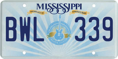 MS license plate BWL339