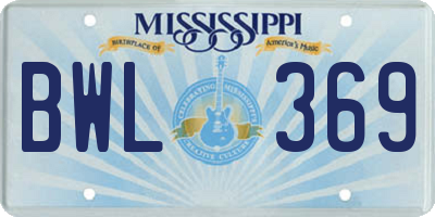 MS license plate BWL369