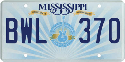 MS license plate BWL370