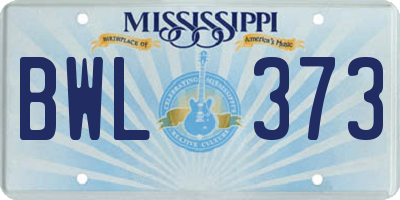 MS license plate BWL373