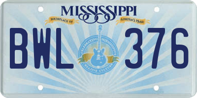 MS license plate BWL376