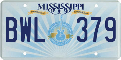 MS license plate BWL379