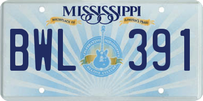 MS license plate BWL391