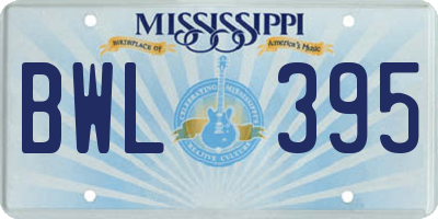 MS license plate BWL395