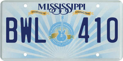 MS license plate BWL410