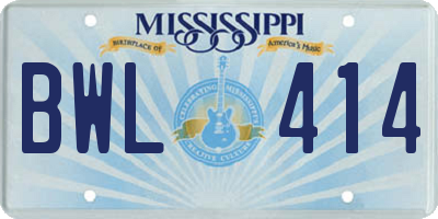 MS license plate BWL414