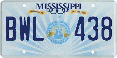 MS license plate BWL438