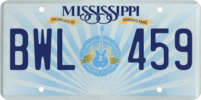 MS license plate BWL459