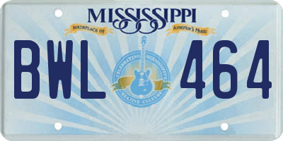 MS license plate BWL464