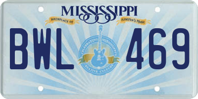 MS license plate BWL469