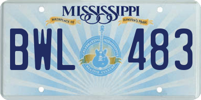 MS license plate BWL483