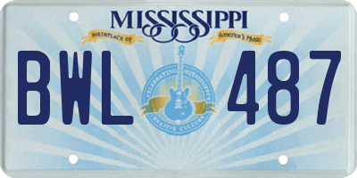 MS license plate BWL487