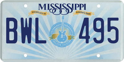 MS license plate BWL495