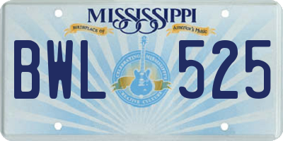 MS license plate BWL525