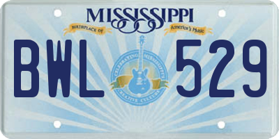 MS license plate BWL529