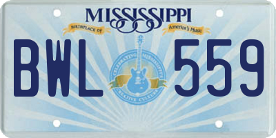 MS license plate BWL559