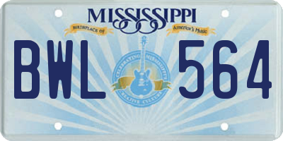 MS license plate BWL564