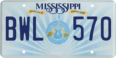 MS license plate BWL570