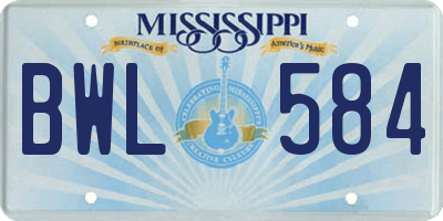 MS license plate BWL584