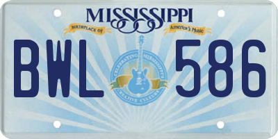 MS license plate BWL586