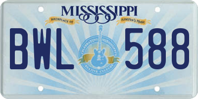 MS license plate BWL588