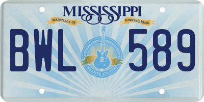 MS license plate BWL589