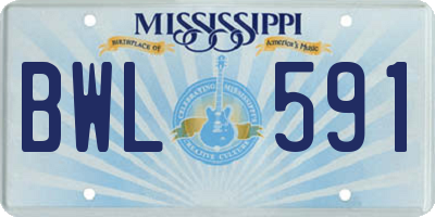 MS license plate BWL591