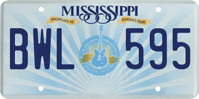MS license plate BWL595