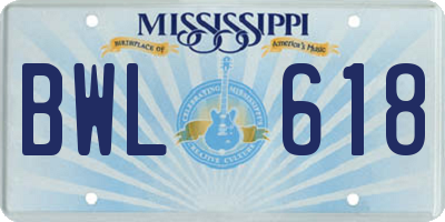 MS license plate BWL618