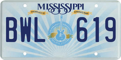 MS license plate BWL619