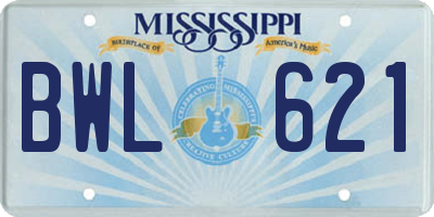 MS license plate BWL621
