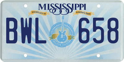 MS license plate BWL658