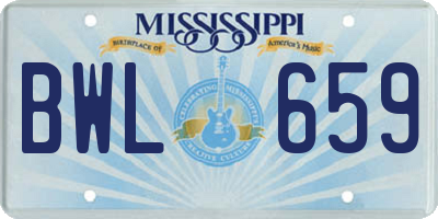 MS license plate BWL659