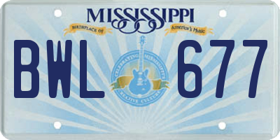 MS license plate BWL677