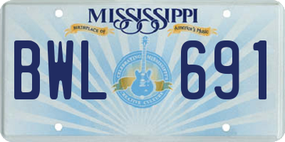 MS license plate BWL691
