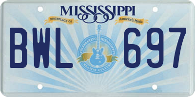 MS license plate BWL697