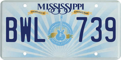 MS license plate BWL739
