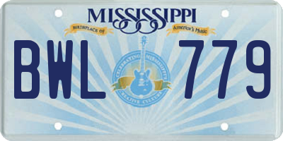 MS license plate BWL779
