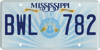 MS license plate BWL782