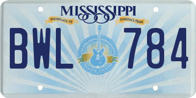 MS license plate BWL784