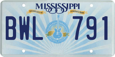 MS license plate BWL791