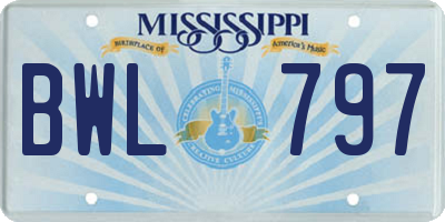 MS license plate BWL797
