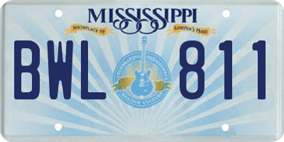 MS license plate BWL811