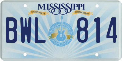 MS license plate BWL814