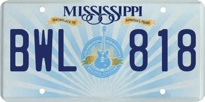MS license plate BWL818