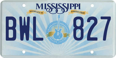 MS license plate BWL827