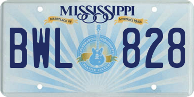 MS license plate BWL828
