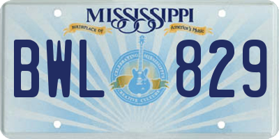 MS license plate BWL829