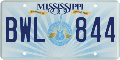 MS license plate BWL844